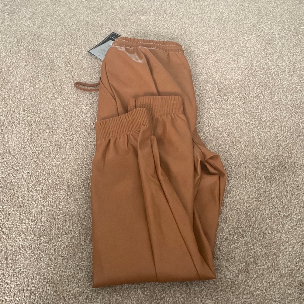 Brown Faux Leather Pants Size M